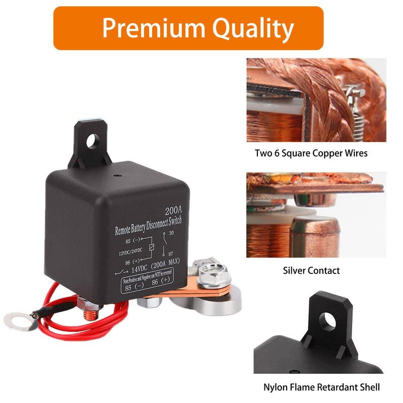 200A 12V DC Car Battery Disconnect Switch Set, Remote Battery Switch Isolator, Car Battery Switch Isolator, Car Electrical Appliances for Cars Trucks #TOP PICKS