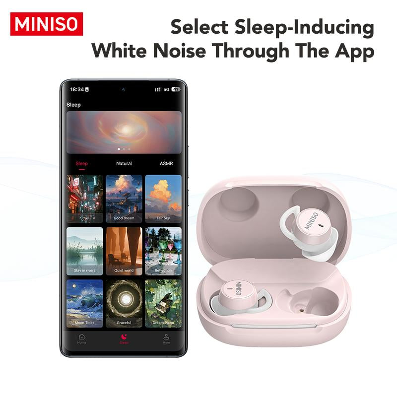 MINISO MS217 Wireless Earbuds Bluetooth 6.0 Headphones, Sleep Earbuds, Waterproof Wireless Earphones, Mini Invisible in Ear Earbuds, Suitable for Office, Sports, Sleeping, Study and Audio Calls, Built in Microphone, Gaming Bluetooth Headphones
