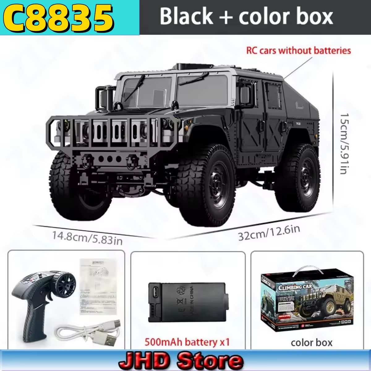 for JJRC C8835 RC Car Simulation 4X4 All-Terrain 2.4G Off-Road Climbing Electric Truck with LED Light with Spare Battery