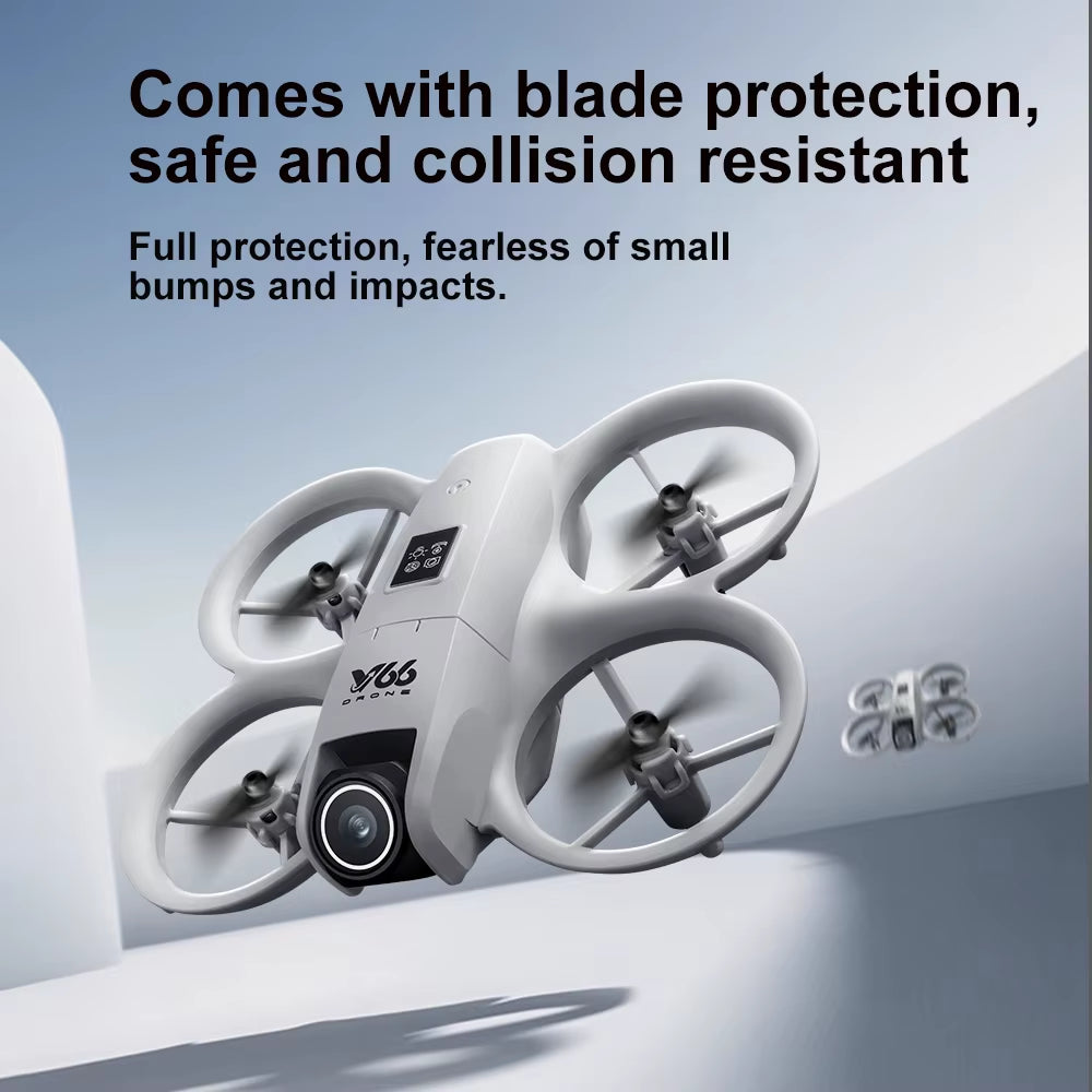 V66 Mini Drone with Camera 4K HD Wifi FPV Drone Obstacle Avoidance Pocket Remote Control Helicopter Quadcopter Gift for Kids Toy