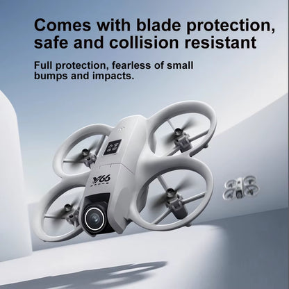 V66 Mini Drone with Camera 4K HD Wifi FPV Drone Obstacle Avoidance Pocket Remote Control Helicopter Quadcopter Gift for Kids Toy