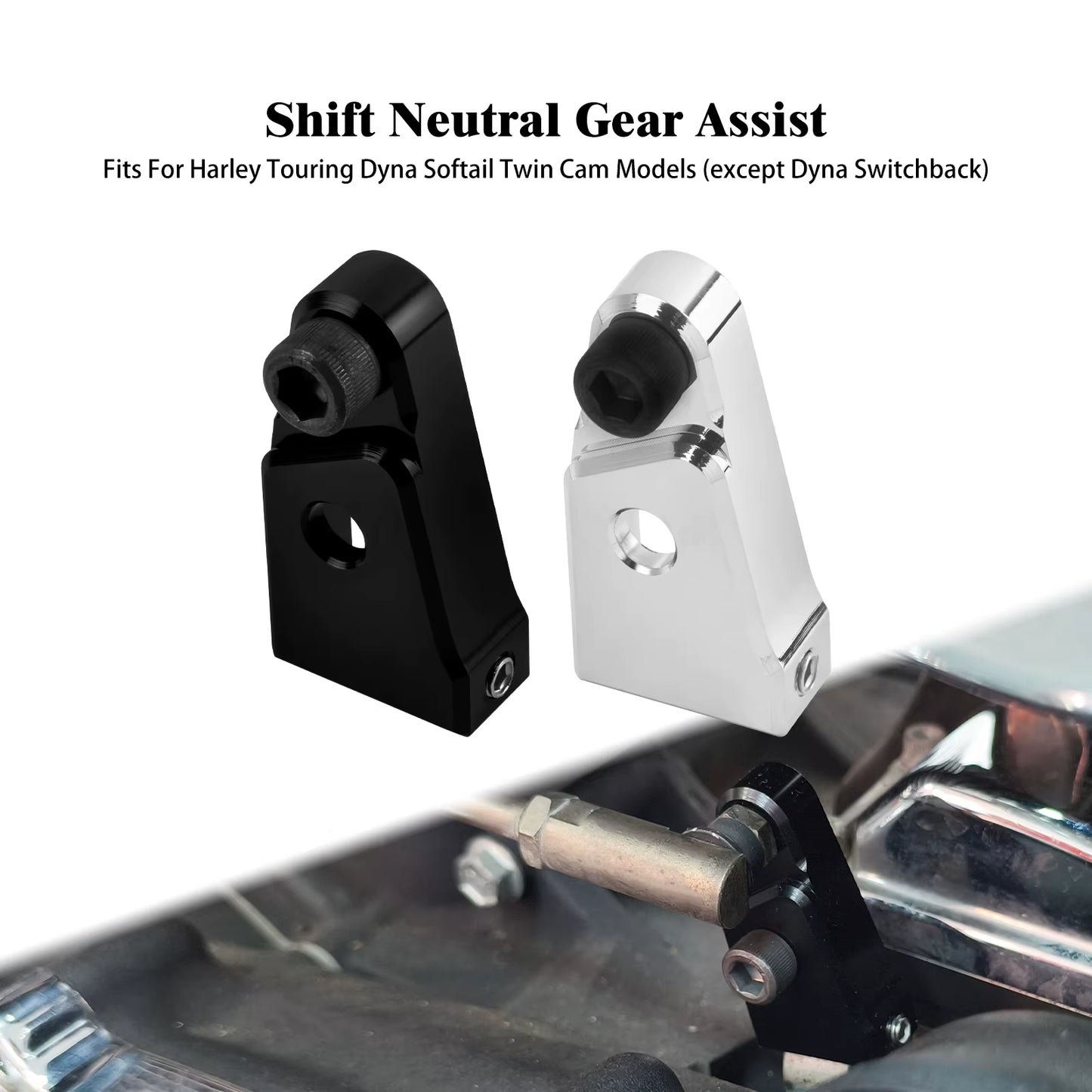 Motorcycle Shift Neutral Gear Aluminium Assist Kit for Harley Softail Fatboy Twin Cam Touring Road King Street Glide FLHT Dyna