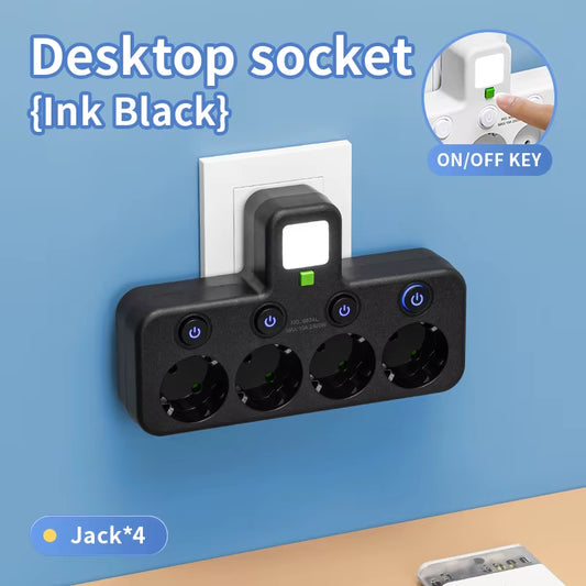 EU AC Plug Power Strip Wall Mounted Independent Switch Multitap Socket Network Filter with USB Charging Network Filter Adapter