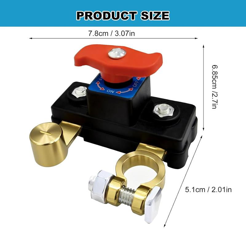 2Pcs Car Battery Power Cut-Off Switch Breaker, Pure Copper Stable Transmission High Conductivity Disconnect Switch Smart Battery Disconnect for Car Truck Boat Rv Supplies