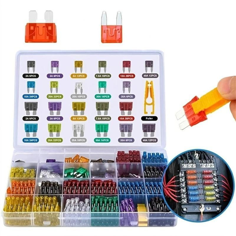 300Pcs Car Fuse Assortment Kit, 150 Mini Blade Fuses Automotive + 150 Standard Auto Fuses + Puller – Replacement for RV Camper Boat Truck (2Amp 3A 5A 7.5A 10A 15A 20A 25A 30A 35A 40A)