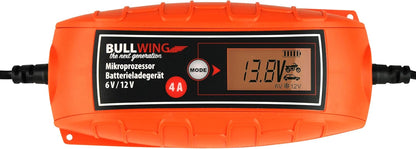 Bullwing Batterieladegerät KFZ Auto Motorrad Mikroprozessor 6/12V 4A Vollautomatisches Batterie Ladegerät Universal Orange