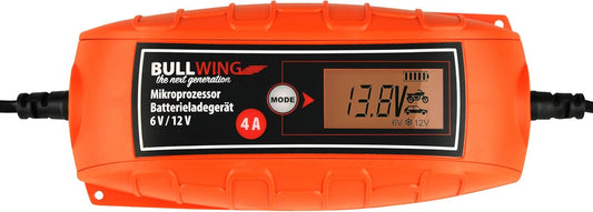 Bullwing Batterieladegerät KFZ Auto Motorrad Mikroprozessor 6/12V 4A Vollautomatisches Batterie Ladegerät Universal Orange