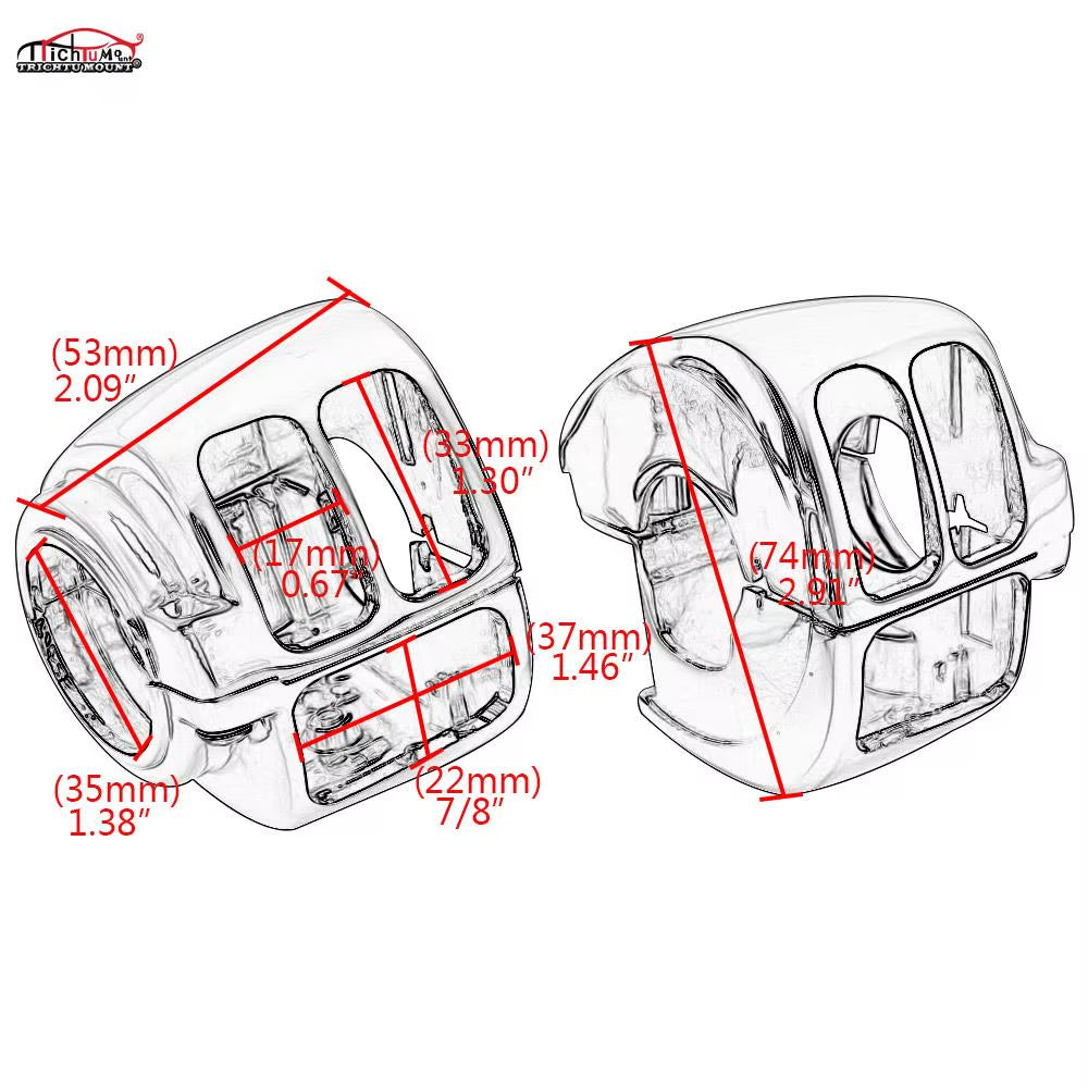 Motorcycle Black/Chrome Handlebar Control Switch Housings Cover and Switch Cap Buttons for Harley Touring Road King Dyna Softail