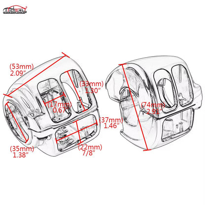 Motorcycle Black/Chrome Handlebar Control Switch Housings Cover and Switch Cap Buttons for Harley Touring Road King Dyna Softail