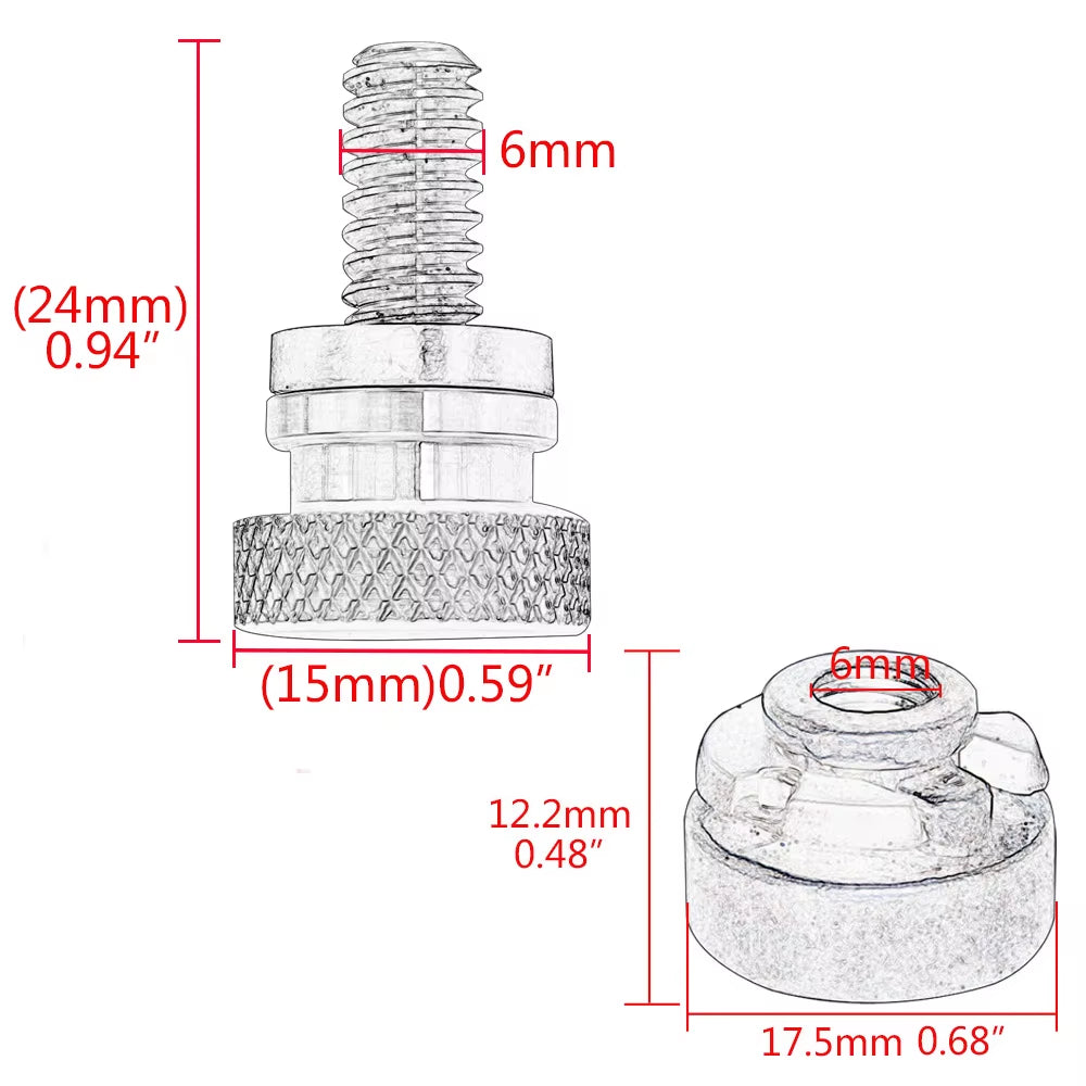 Motorcycle Seat Mount Bolt Screw 1/4" 20 Thread Seat Bolt Saddle Screw Nut Mount Knob Cover Kit for Harley Sportster Touring