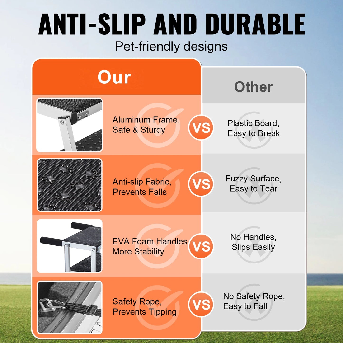 Dog Stair for Cars Wide Dog Car Steps Folding Portable Pet Steps Lightweight Aluminum for Car SUV and Truck 150 Lbs