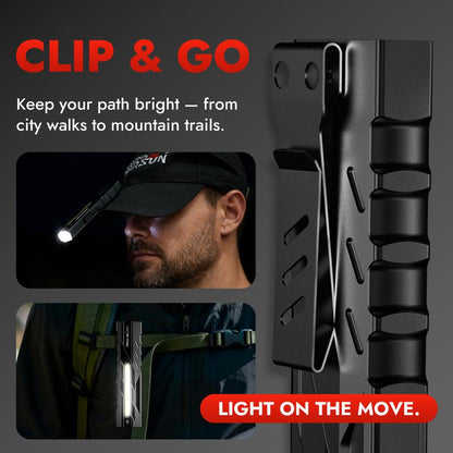 【Holiday Haul】 WARSUN T9 EDC Flashlight, 1500 Lumens Multi-Light LED Flashlight with Laser Red & UV Light, USB-C Rechargeable, Magnetic Tail Clip, Side Flood Light, Battery Indicator