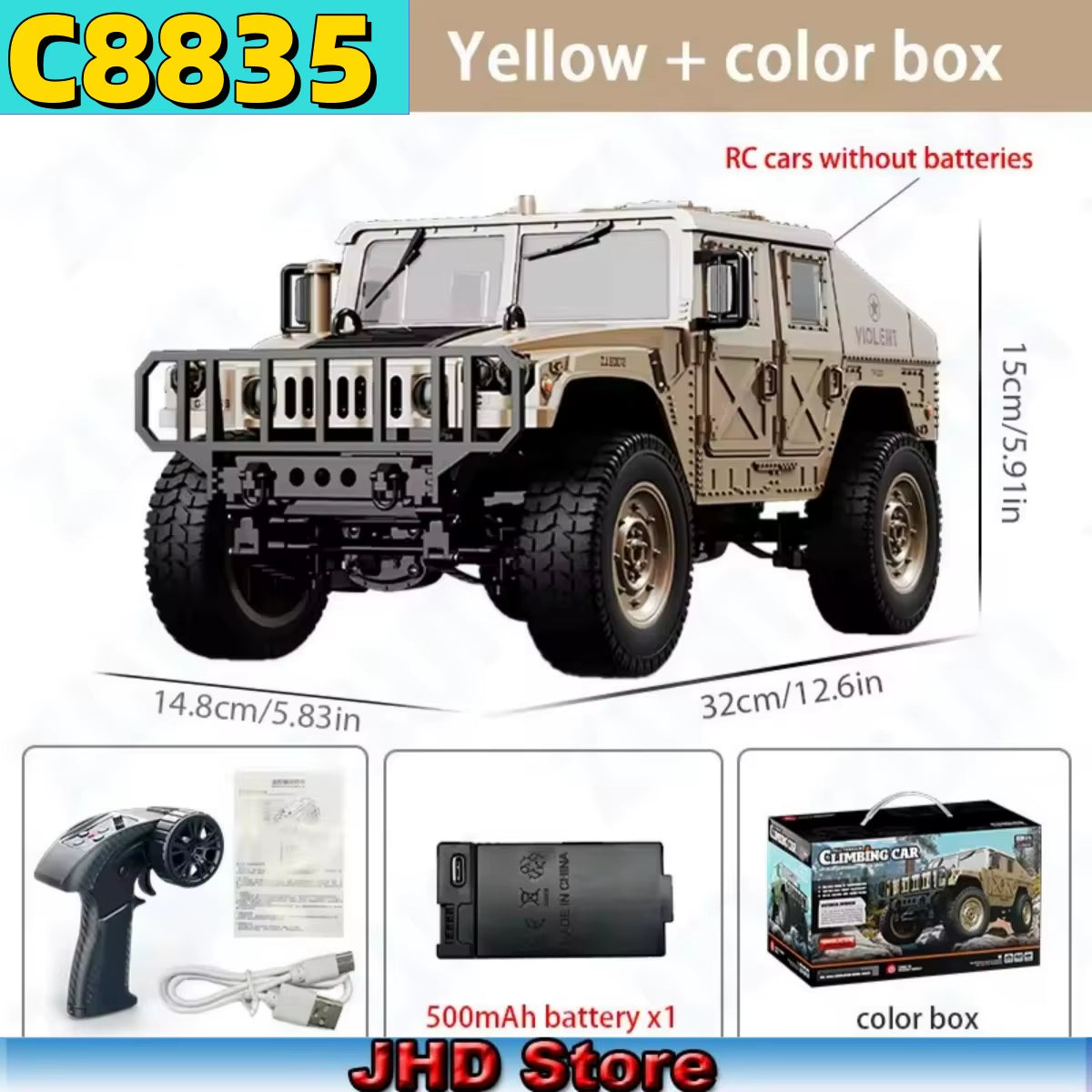 for JJRC C8835 RC Car Simulation 4X4 All-Terrain 2.4G Off-Road Climbing Electric Truck with LED Light with Spare Battery