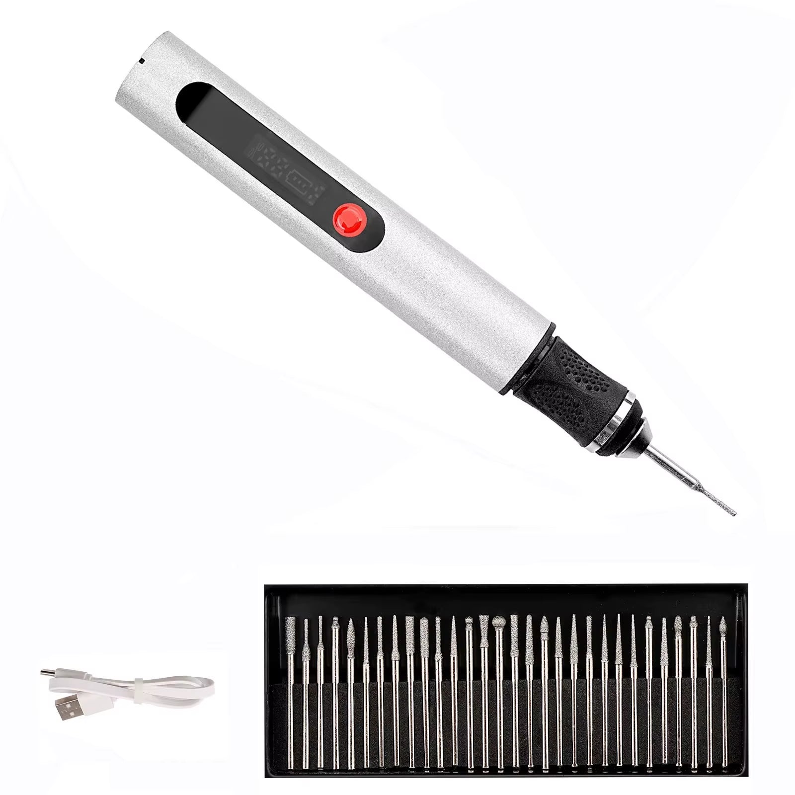Electric Engraving Pen Set Mini Rotary Tool for Stone Wood Carving Artifacts Jewelry Grinding with 30Pcs Files (USB Interface)