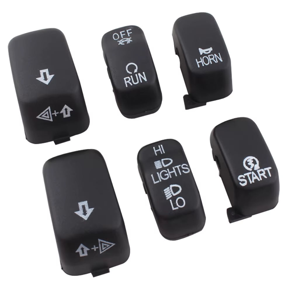 Motorcycle Black/Chrome Handlebar Control Switch Housings Cover and Switch Cap Buttons for Harley Touring Road King Dyna Softail