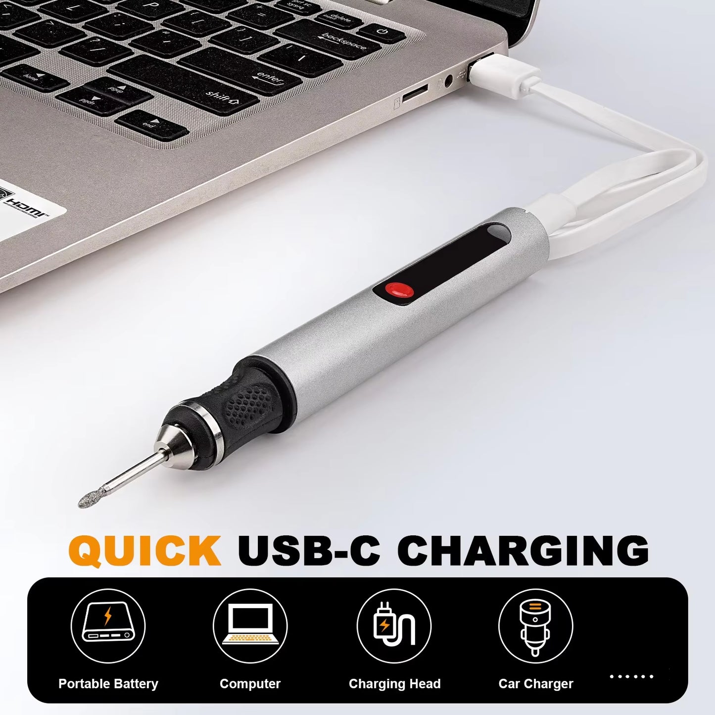 Electric Engraving Pen Set Mini Rotary Tool for Stone Wood Carving Artifacts Jewelry Grinding with 30Pcs Files (USB Interface)