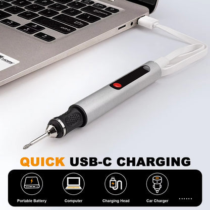 Electric Engraving Pen Set Mini Rotary Tool for Stone Wood Carving Artifacts Jewelry Grinding with 30Pcs Files (USB Interface)