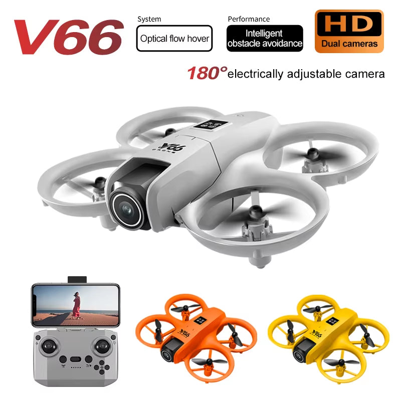 V66 Mini Drone with Camera 4K HD Wifi FPV Drone Obstacle Avoidance Pocket Remote Control Helicopter Quadcopter Gift for Kids Toy