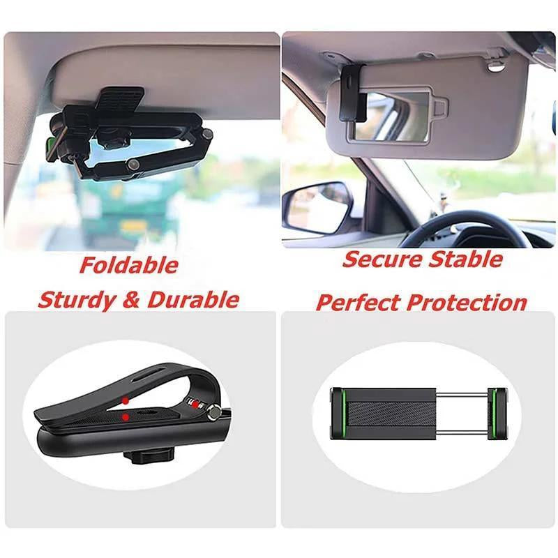 1080° Multi-Function Car Sun Visor Phone Holder | 360° Rotatable Retractable | Universal Fit for All Scenes