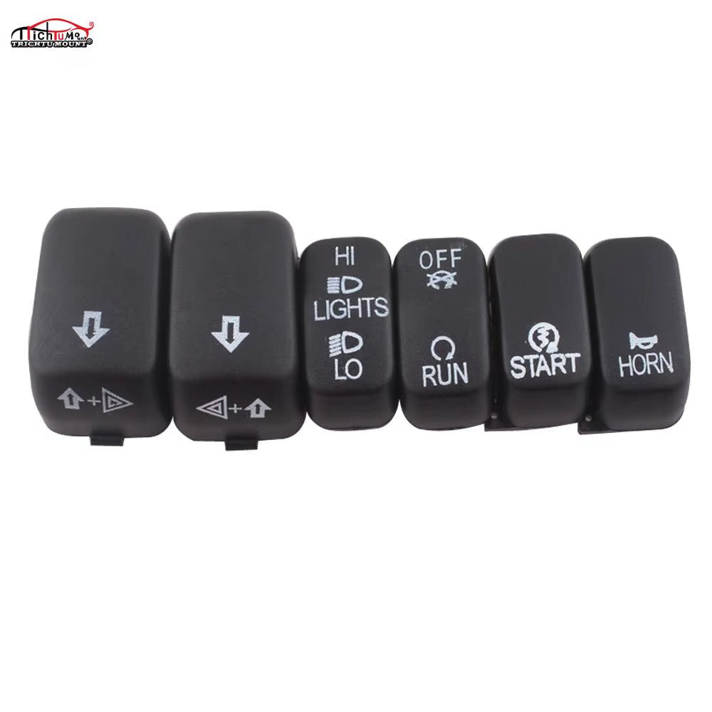 Motorcycle Black/Chrome Handlebar Control Switch Housings Cover and Switch Cap Buttons for Harley Touring Road King Dyna Softail