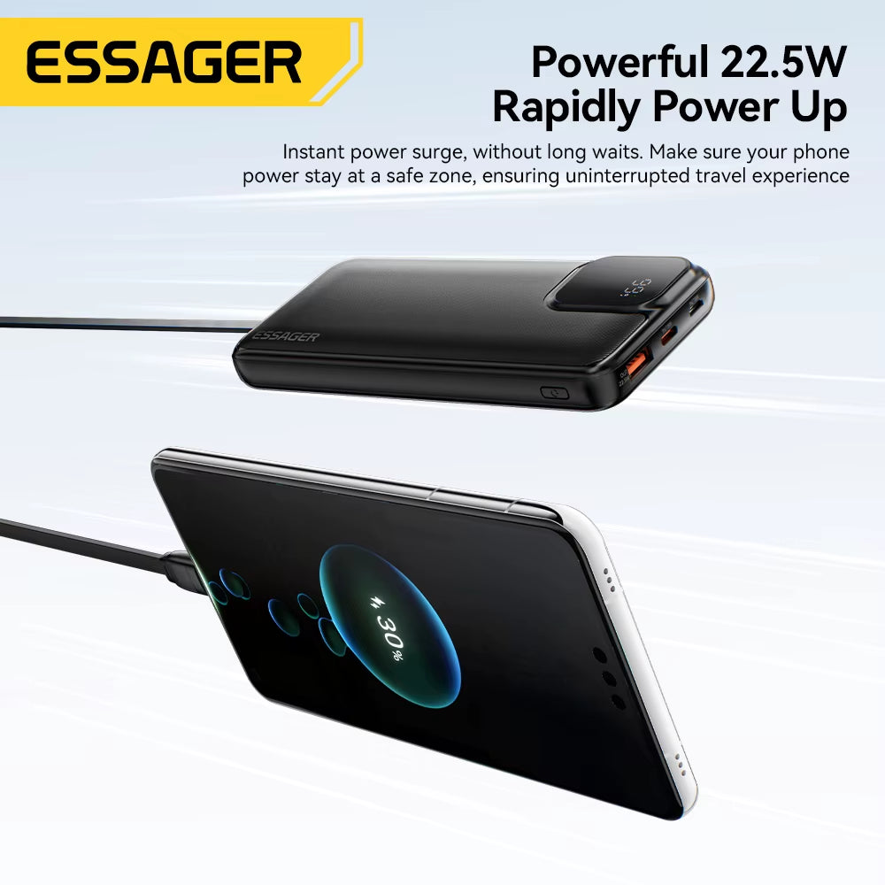 Portable Power Bank 20000Mah with Two Built-In Cables External Battery PD 22.5W Fast Charging for Iphone 17 16 15 Xiaomi