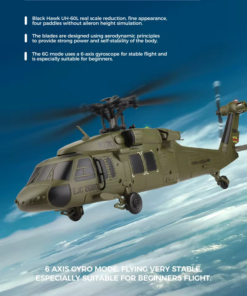 UH-60L RC Helicopter Brushless Motor 2.4Ghz 6-Aixs Gyroscope