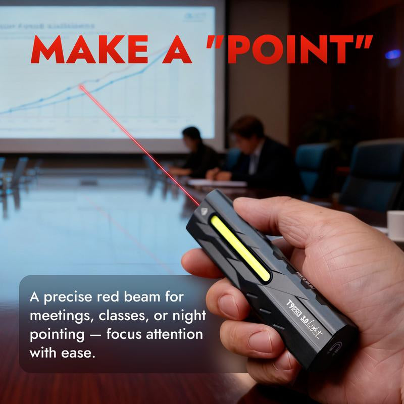 【Holiday Haul】 WARSUN T9 EDC Flashlight, 1500 Lumens Multi-Light LED Flashlight with Laser Red & UV Light, USB-C Rechargeable, Magnetic Tail Clip, Side Flood Light, Battery Indicator