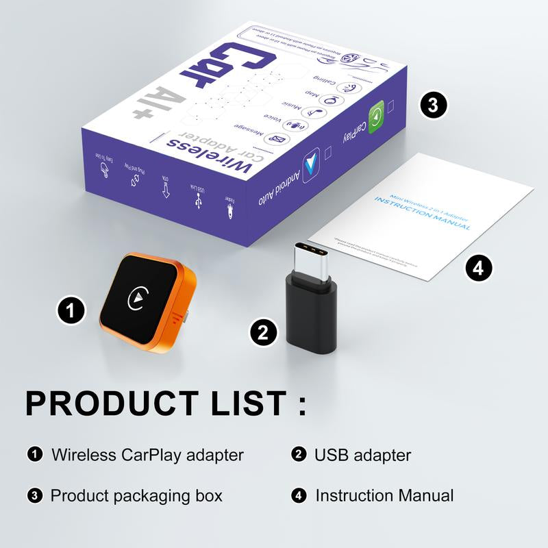 New Carplay 2026 Wireless Adapter - Mini Cube Pro 3.0 Plug & Play, Auto-Reconnect for Iphone & Android