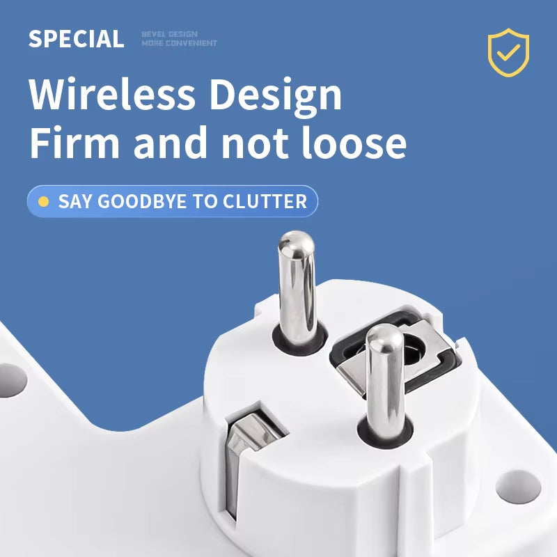 EU AC Plug Power Strip Wall Mounted Independent Switch Multitap Socket Network Filter with USB Charging Network Filter Adapter