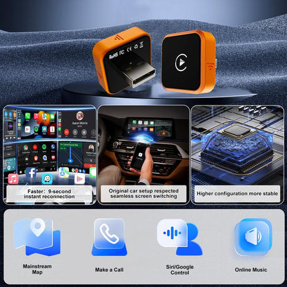New Carplay 2026 Wireless Adapter - Mini Cube Pro 3.0 Plug & Play, Auto-Reconnect for Iphone & Android