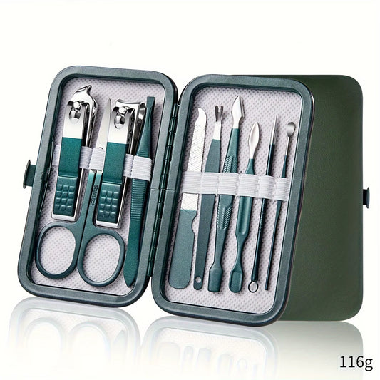Professional 7-18 Piece Nail Care Kit Stainless Steel Manicure & Pedicure Set with Travel Case for On-The-Go Grooming