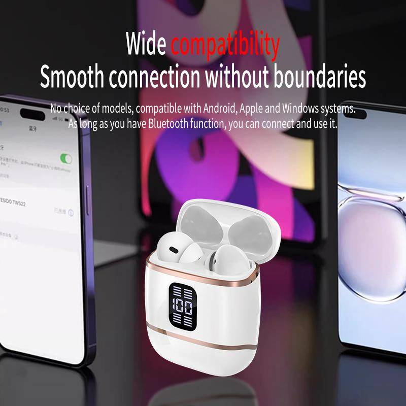 J40 Couple'S Earbuds Stylish TWS Bluetooth 5.4 Headphones with LED Battery Display Hifi Sound Auto Pairing 120H Standby Long Battery Life Comfortable In-Ear for Daily Use Work Calls Sports Workout Travel High-Performance Detachable Earphones