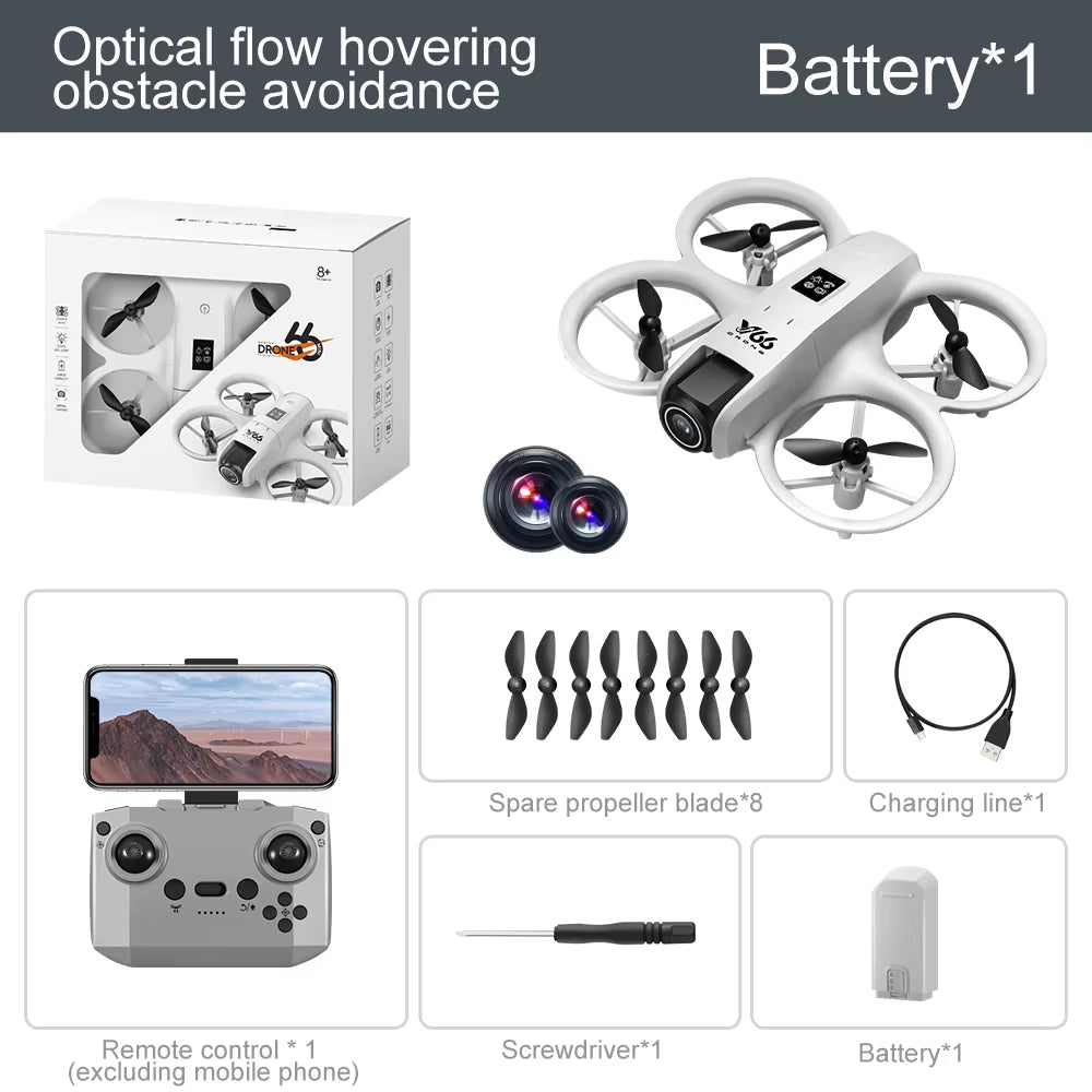 V66 Mini Drone with Camera 4K HD Wifi FPV Drone Obstacle Avoidance Pocket Remote Control Helicopter Quadcopter Gift for Kids Toy