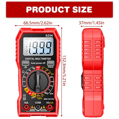 Digital Multimeter Mit 1999 Zählungen, Strommessgerät Voltmeter Für AC/DC Spannung, DC Strom, Durchgang, Widerstand, Diode Mit Großes Lcd-Anzeige Und Faltbar Ständer, Spannungsprüfer Für Elektriker