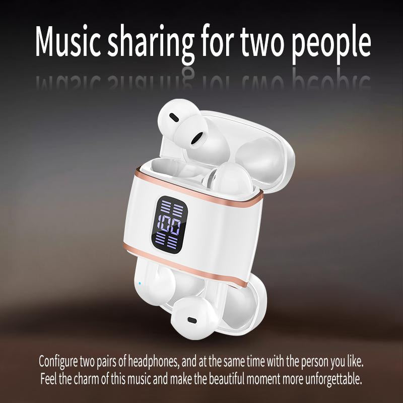 J40 Couple'S Earbuds Stylish TWS Bluetooth 5.4 Headphones with LED Battery Display Hifi Sound Auto Pairing 120H Standby Long Battery Life Comfortable In-Ear for Daily Use Work Calls Sports Workout Travel High-Performance Detachable Earphones