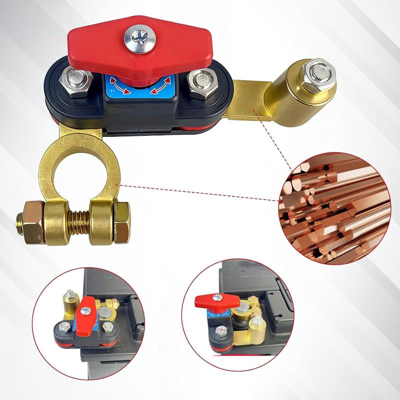 2Pcs Car Battery Power Cut-Off Switch Breaker, Pure Copper Stable Transmission High Conductivity Disconnect Switch Smart Battery Disconnect for Car Truck Boat Rv Supplies