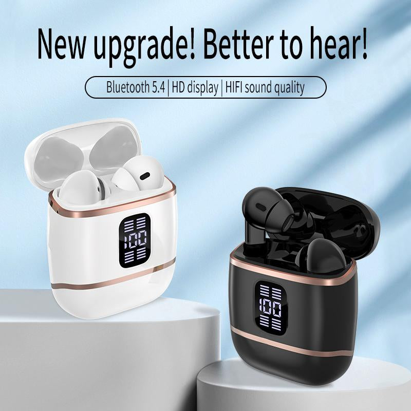 J40 Couple'S Earbuds Stylish TWS Bluetooth 5.4 Headphones with LED Battery Display Hifi Sound Auto Pairing 120H Standby Long Battery Life Comfortable In-Ear for Daily Use Work Calls Sports Workout Travel High-Performance Detachable Earphones