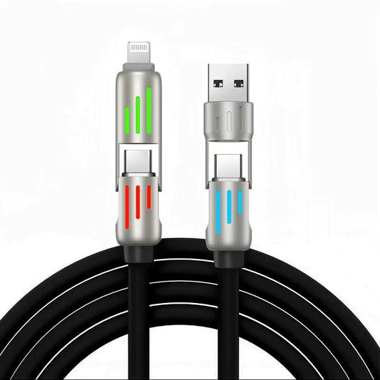 240W 6.6Ft 4-In-1 Fast Charging USB Cable Type C for Iphone Samsung Huawei Xiaomi Multi Port Multiple Charging Wire Smart Charger Travel Charger Cellphone Electronic for Device Smartphone