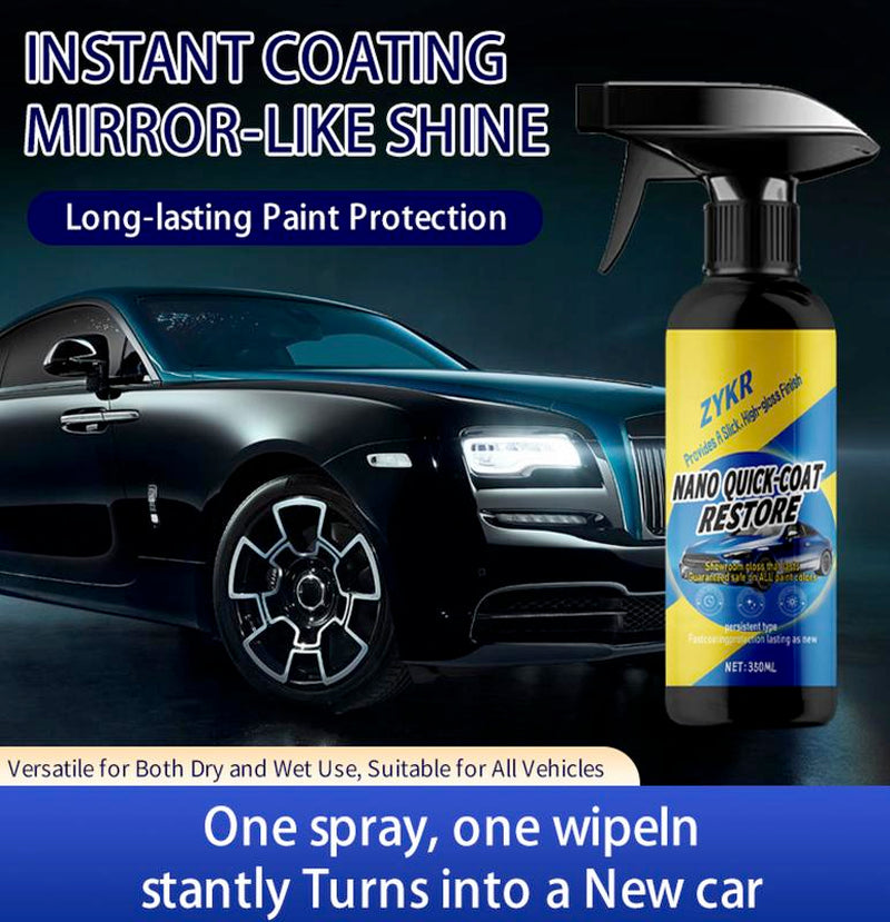 ZYKR Car Nano Quick-Coat Restore-Coating Spray-Advanced Automobile Quick-Acting Coating Agent with Dust -Proof and Glazing Effects -Long Lasting Car Showroom Gloss That LASTS 350Ml