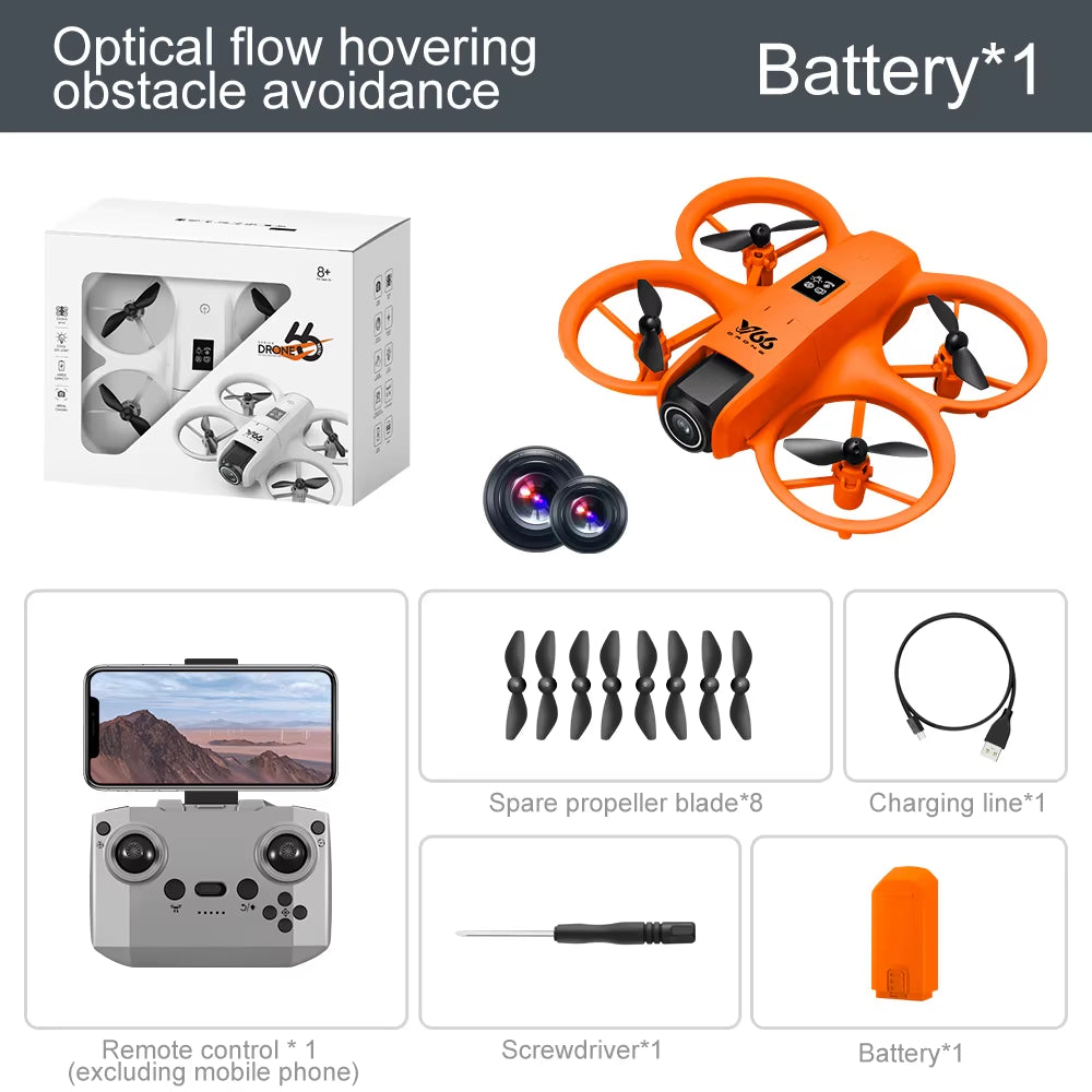 V66 Mini Drone with Camera 4K HD Wifi FPV Drone Obstacle Avoidance Pocket Remote Control Helicopter Quadcopter Gift for Kids Toy