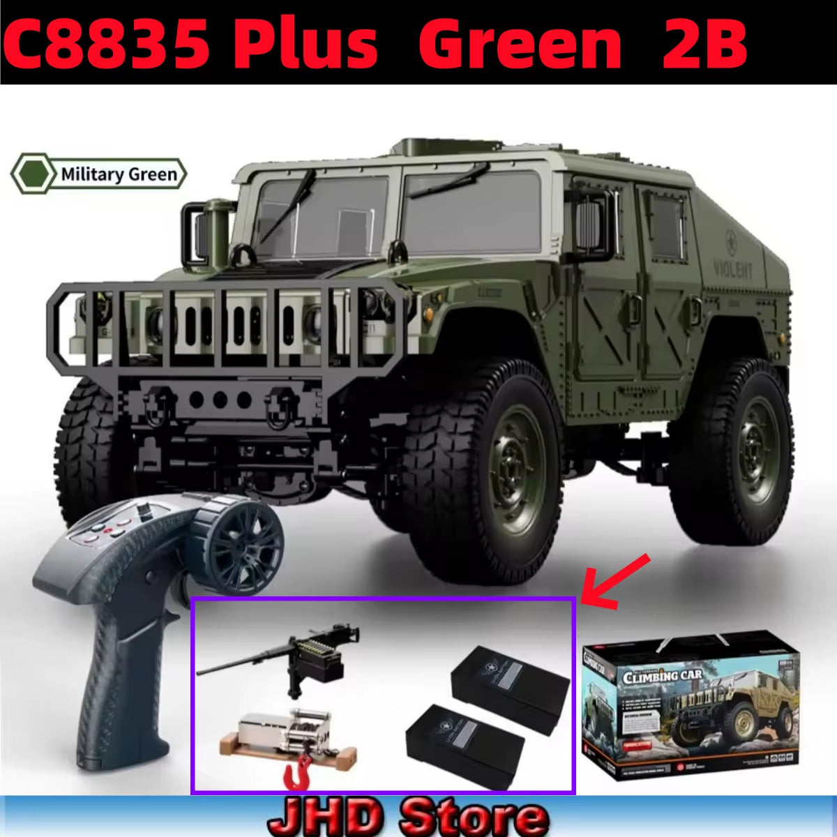 for JJRC C8835 RC Car Simulation 4X4 All-Terrain 2.4G Off-Road Climbing Electric Truck with LED Light with Spare Battery
