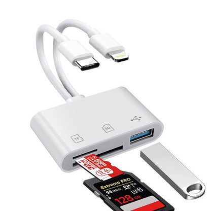 5-In-1 SD Card Reader for Iphone, Ipad & Android — Dual Usb-C/Lightning Adapter, Supports Sd/Micro Sd/Usb/Camera, Fast USB 3.0 Transfer, Plug & Play, No App Needed