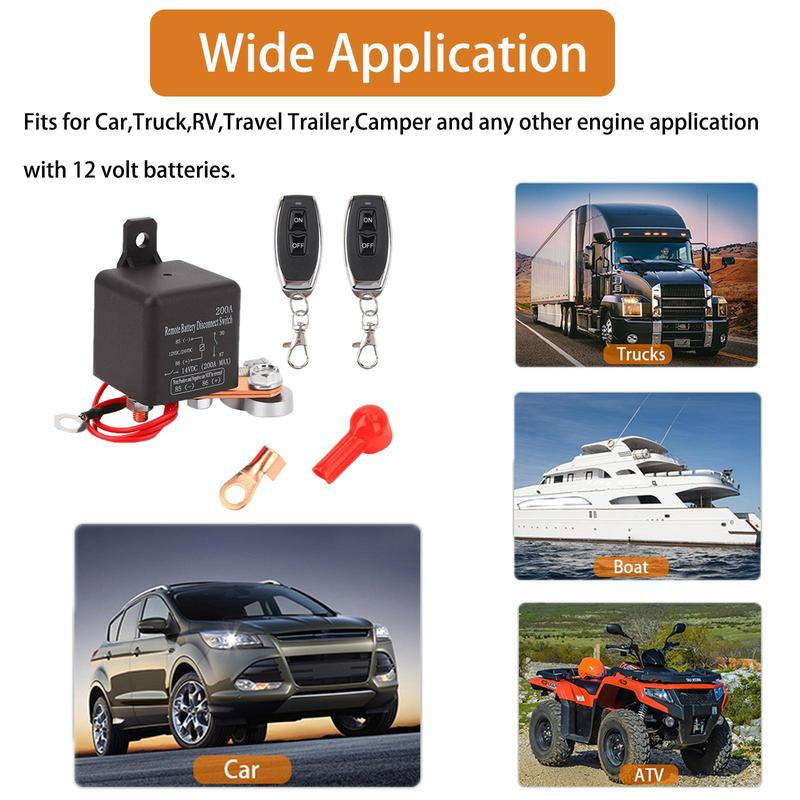 200A 12V DC Car Battery Disconnect Switch Set, Remote Battery Switch Isolator, Car Battery Switch Isolator, Car Electrical Appliances for Cars Trucks #TOP PICKS
