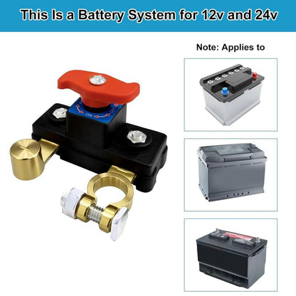 2Pcs Car Battery Power Cut-Off Switch Breaker, Pure Copper Stable Transmission High Conductivity Disconnect Switch Smart Battery Disconnect for Car Truck Boat Rv Supplies